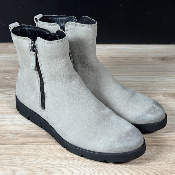Ecco Shoes - ECCO Bella Boots Womens Size 11 11.5 Gray Leather Ankle Side Zip Booties